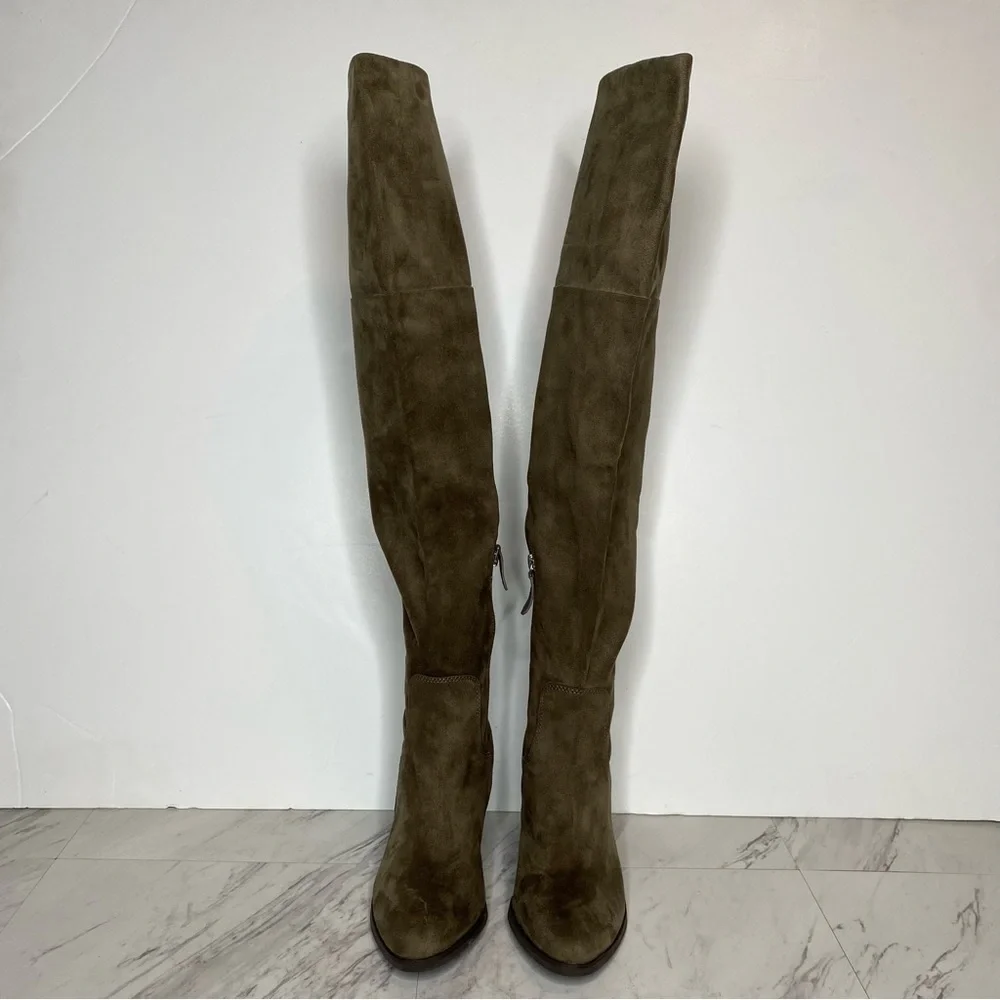 BP Luke Gray / Green Faux Suede Over The Knee Boot 8 1/2